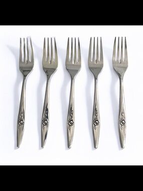 Oneida Lasting Rose Forks Set of 5 Stainless Steel Vintage Floral Flatware